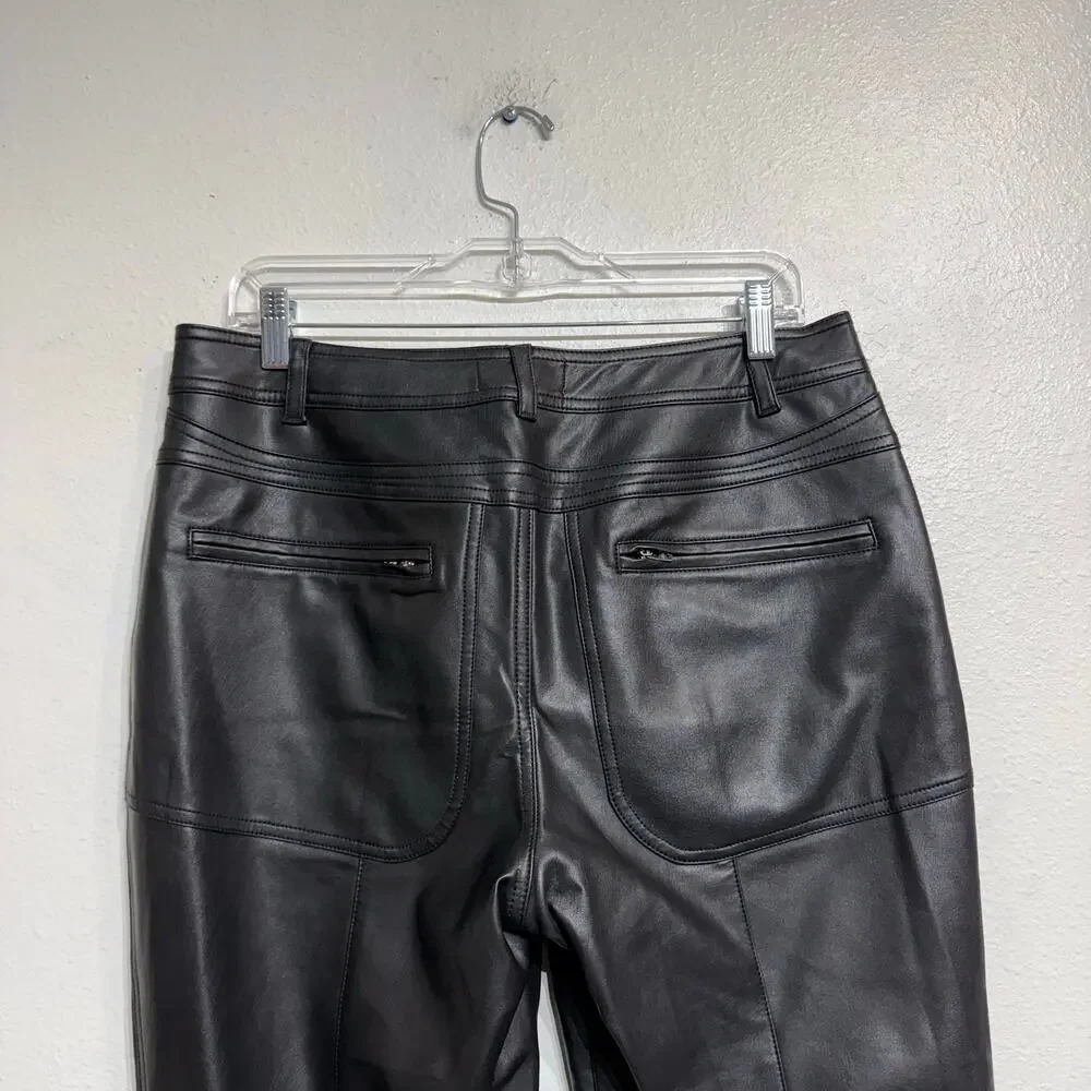 Free People We the Free Black Rebel Vegan Leather Cropped Pants Sz 10